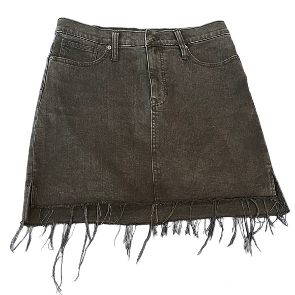 Madewell Hi-Lo Black Raw Hew Denim Skirt Size 29 - Picture 2 of 10